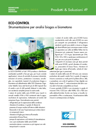 Strumentazione per analisi di biogas e di biometano