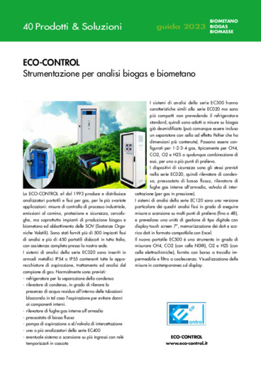 Strumentazione per analisi biogas e biometano
