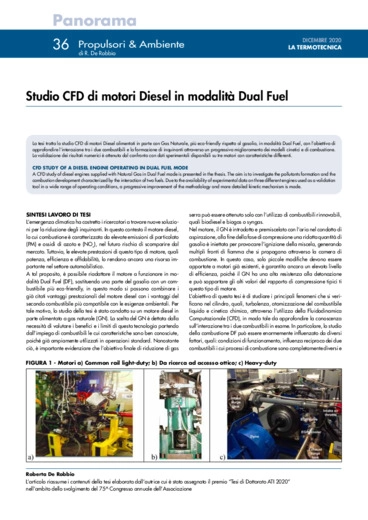 Studio CFD di motori Diesel in modalità Dual Fuel