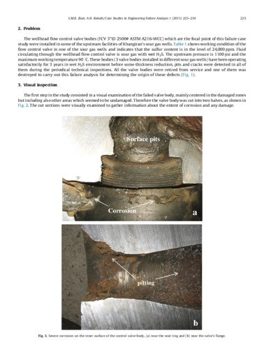 Sulfide stress corrosion cracking and hydrogen induced cracking of A216-WCC wellhead flow control valve body