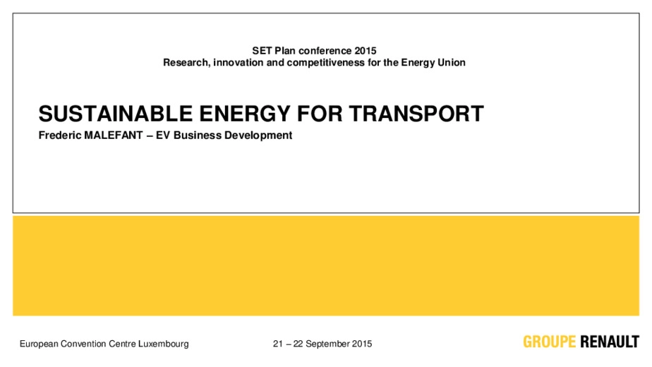 Sustainable energy for transport