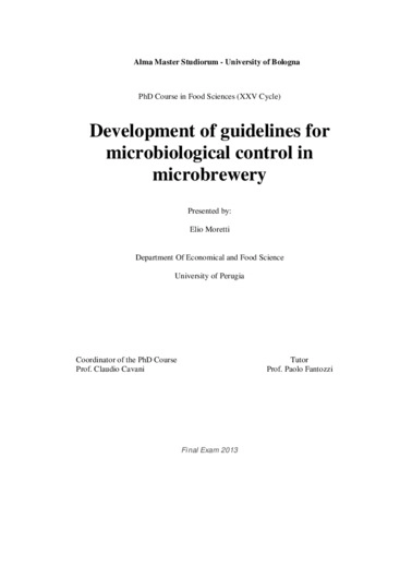Sviluppo di linee guida per il controlloo microbiologico nelle microbirrerie
