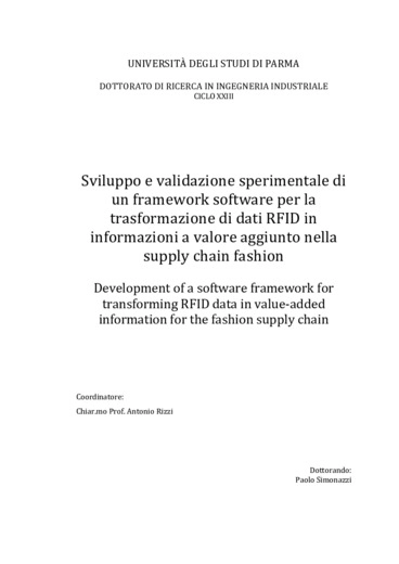 Sviluppo sperimentale di un framework software per la trasformazione di dati RFID in informazioni a valore aggiunto