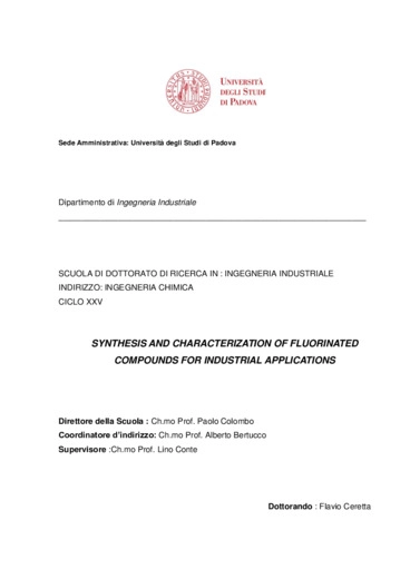 Synthesis and characterization of fluorinated compounds for industrial applications
