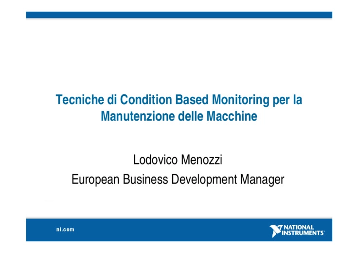 Tecniche di condition based monitoring per la manutenzione delle macchine
