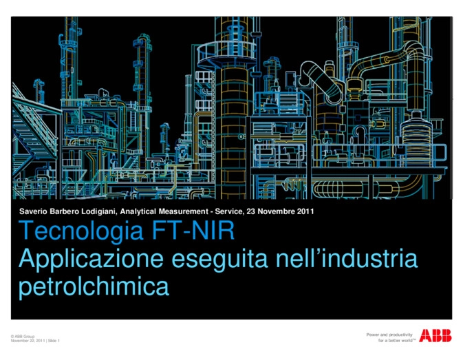 Tecnologia FT-NIR - applicazione eseguita nell'industria petrolchimica