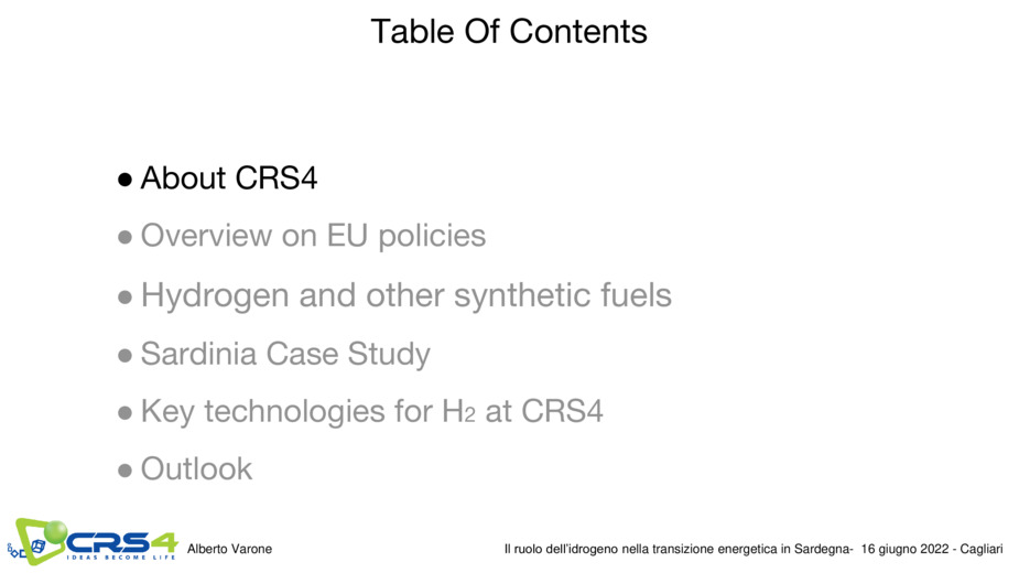Green Hydrogen technologies at CRS4