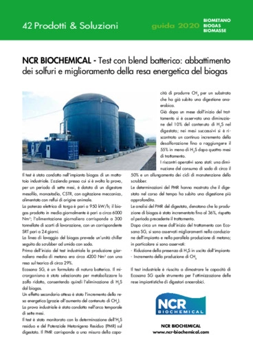 Test con blend batterico: abbattimento dei solfuri e miglioramento della resa energetica del biogas