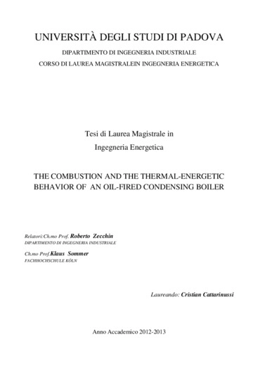 The combustion and the thermal-energetic behavior of an oil-fired condensing