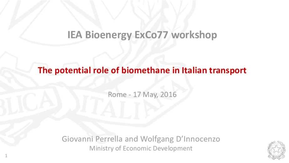 The potential role of biomethane in Italian transport