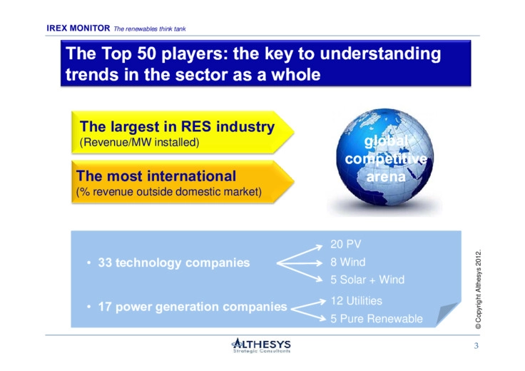 The strategy of the 50 leading companies in the global renewable industry