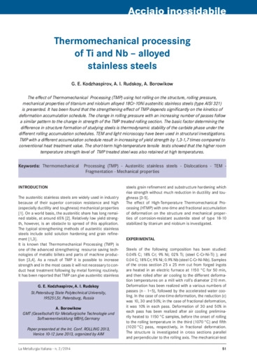 Thermomechanical processing of Ti and Nb  alloyed stainless steels