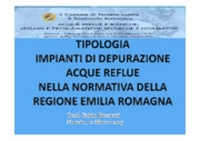 Tipologia Impianti di depurazione acque reflue nella normativa della Regione Emilia-Romagna