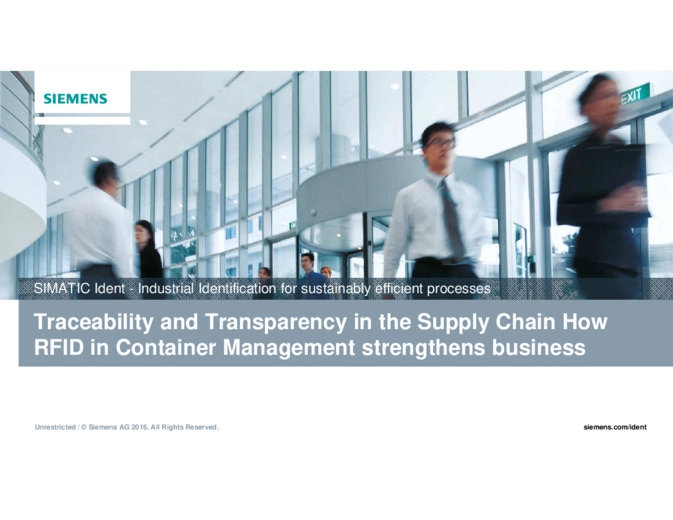 Traceability and transparency in the supply chain - How RFID