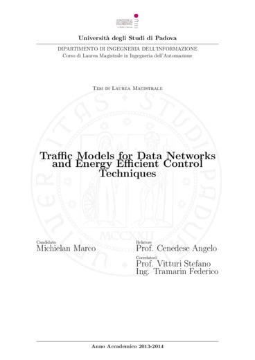 Traffic models for data networks and energy efficient control techniques