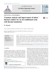 Transient analysis and improvement of indoor thermal comfort for an air-conditioned room with thermal insulations