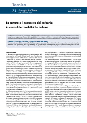 La cattura e il sequestro del carbonio in centrali termoelettriche italiane