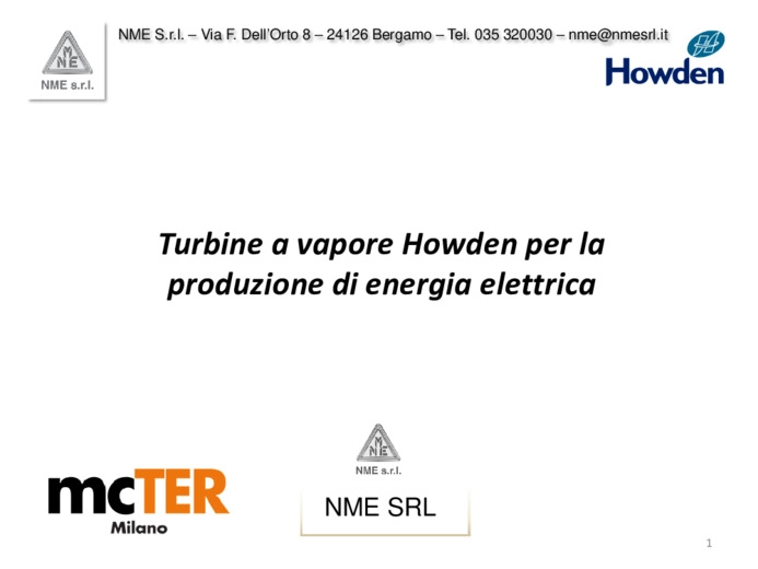Turbine a vapore Howden per la produzione di energia elettrica