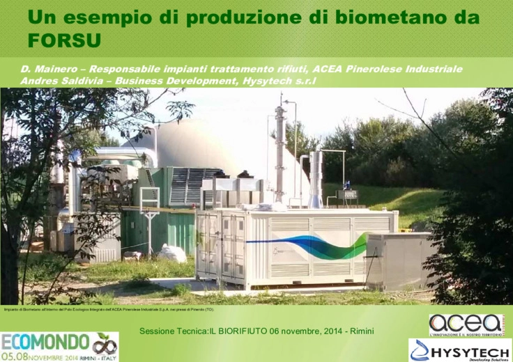 Un esempio di produzione di biometano da FORSU