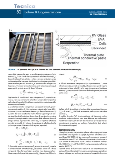 Un modello teorico-sperimentale per pannelli ibridi fotovoltaici e termici