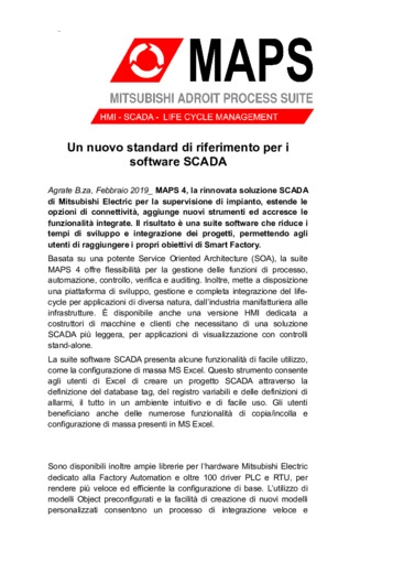Un nuovo standard di riferimento per i software SCADA