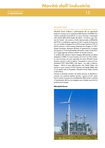 Una business unit per le turbine a gas a ciclo combinato in Europa