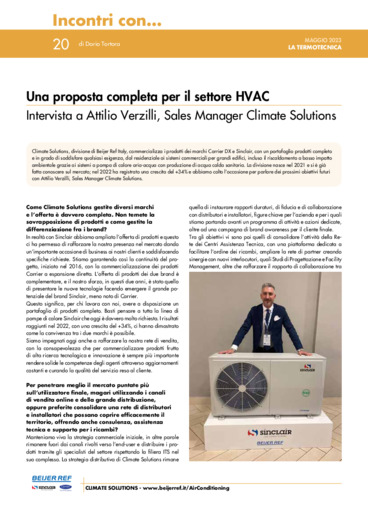 Una proposta completa per il settore HVAC. Intervista a Attilio Verzilli, Sales Manager Climate Solutions