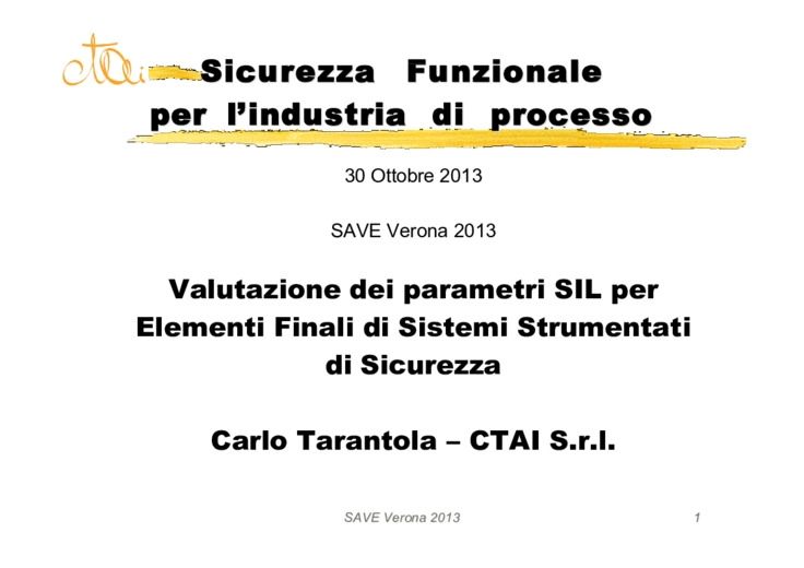 Valutazione dei parametri SIL per elementi finali di sistemi strumentati