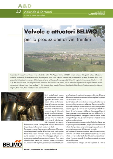 Valvole e attuatori BELIMO per la produzione di vini trentini