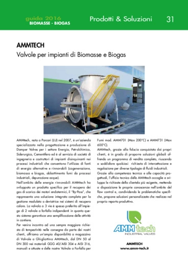 Valvole per impianti di biomasse e biogas