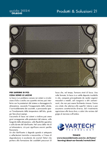 VARTECH: una soluzione olistica per rimuovere i depositi di lacca e mantenere efficienti le turbine