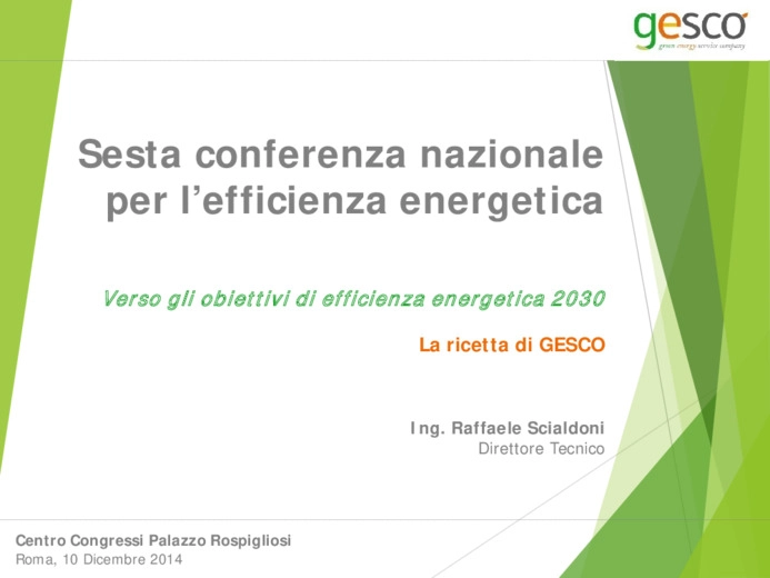 Verso gli obiettivi di efficienza energetica 2030