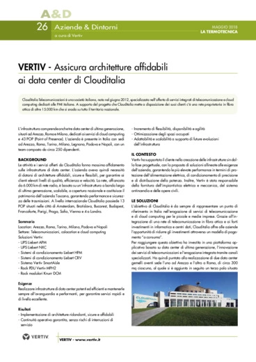 VERTIV - Assicura architetture affidabili ai data center di Clouditalia