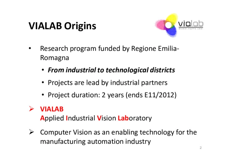 VIALab Machine Visione Benchmark - risultati preliminari