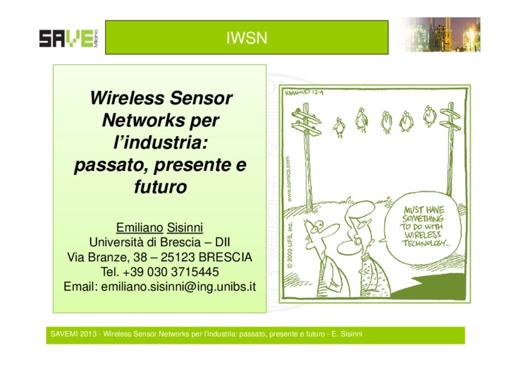 Wireless Sensor Networks per lindustria: passato, presente e futuro